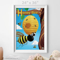 Balloon Honey Bee Poster